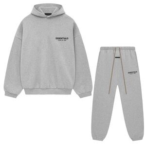 🔥🔥🔥 Essential Fear of God Hoodie & Sweatpants Set – Light Heather (XS) – NWT